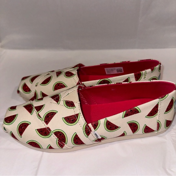 TOMS NWOT Alpargata Sparkly Watermelon Slip-On Shoes Women’s 8 Brand New - Picture 6 of 6